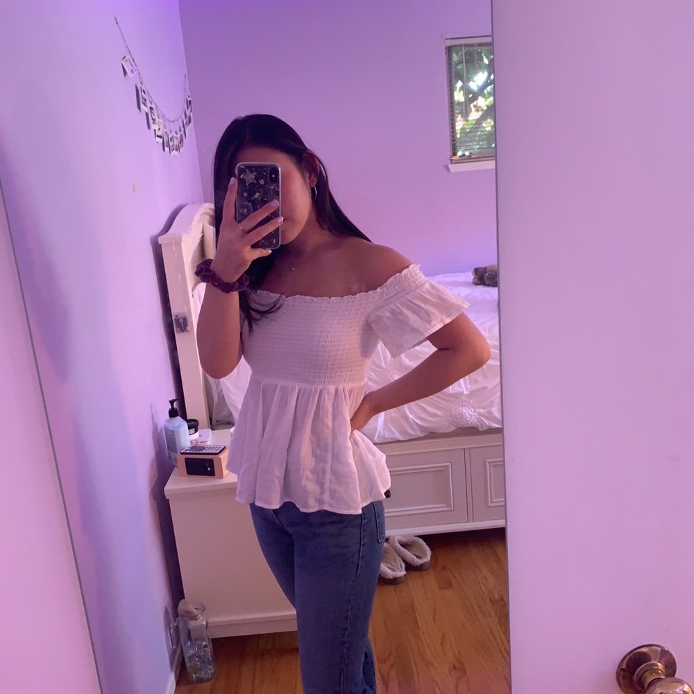 American Eagle Smock Off the Shoulder Blouse